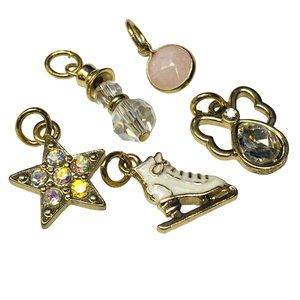 Jewelry Dangle Crafter Charms Star, Angle, Ice Skate, Snow Man Pink Stone